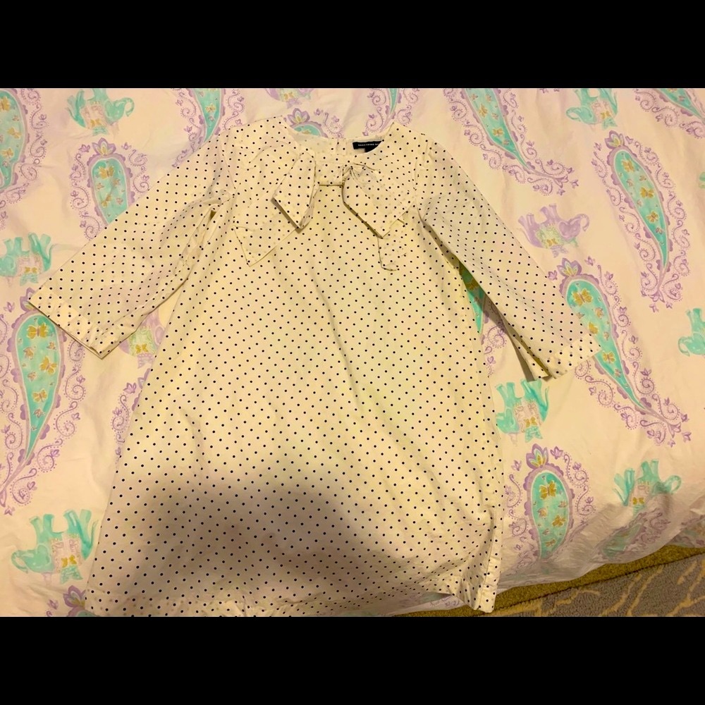 White and black polka dot smock dress for girls